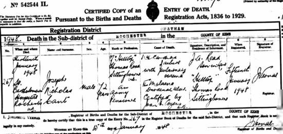 Death Cert J N Cant Boer War