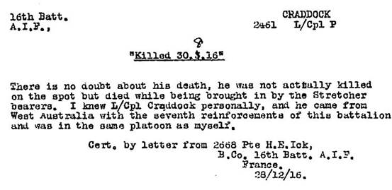 Craddock P Beechholme WW1