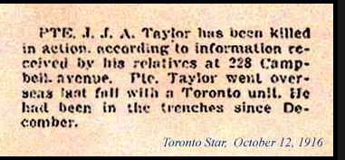 James John Alfred Taylor Beechholme WW1